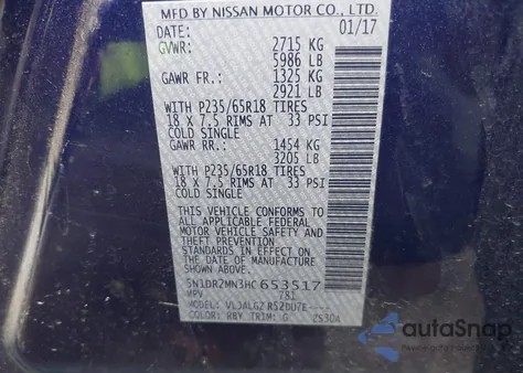 2017 Nissan Pathfinder Sl from USA, damaged, VIN 5N1DR2MN3HC653517